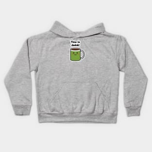 Time to Drink | Coffee | Charging | High Battery | Cute Kawaii | Gray Kids Hoodie